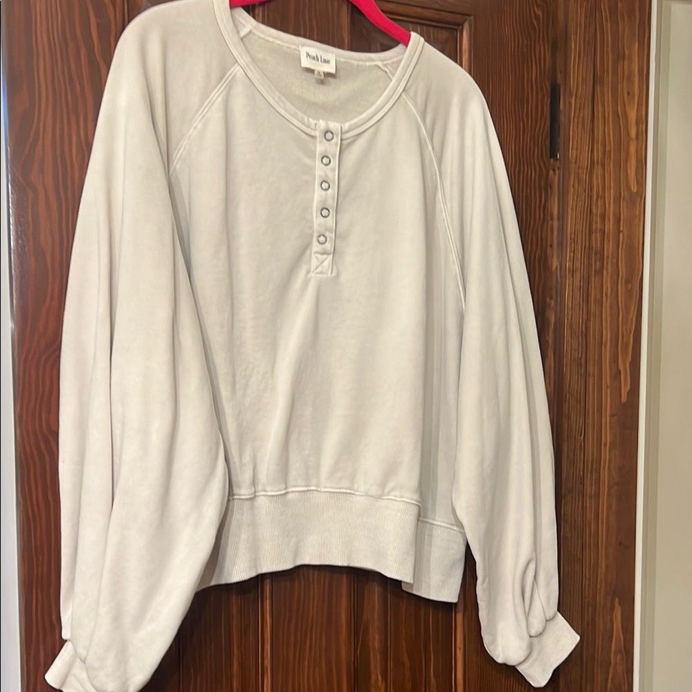 Peach Love California Cream Oversized Balloon Sleeve Sweatshirt